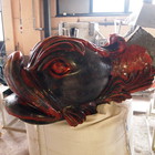 The wax model of the fish entirely chiseled